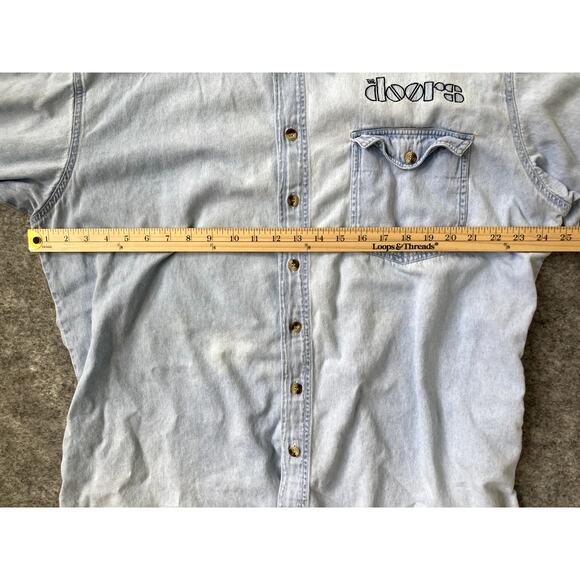 Vintage 1997 Jim Morrison Tribute Shirt XL The Doors Denim Long Sleeve Button Up - Picture 7 of 15